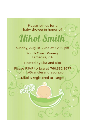  Sweet Pea Caucasian Boy - Baby Shower Petite Invitations 