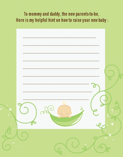 Sweet Pea Caucasian Boy - Baby Shower Notes of Advice