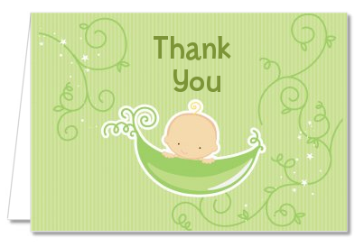 Sweet Pea Caucasian Boy - Baby Shower Thank You Cards