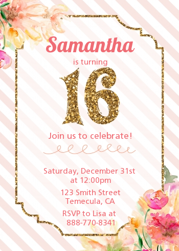 Sweet Sixteen - Birthday Party Invitations