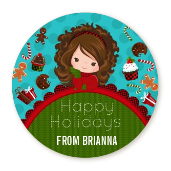  Dreaming of Sweet Treats - Round Personalized Christmas Sticker Labels Option 1