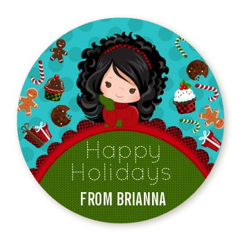  Dreaming of Sweet Treats - Round Personalized Christmas Sticker Labels Option 1