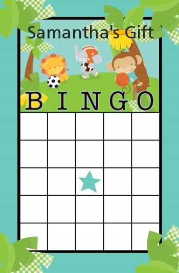 Team Safari - Baby Shower Gift Bingo Game Card