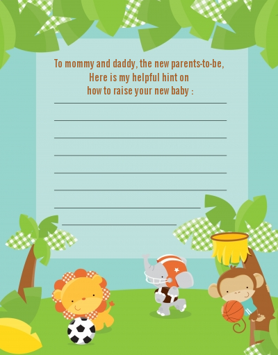 Team Safari - Baby Shower Notes of Advice