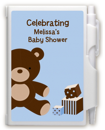 Teddy Bear Blue - Baby Shower Personalized Notebook Favor