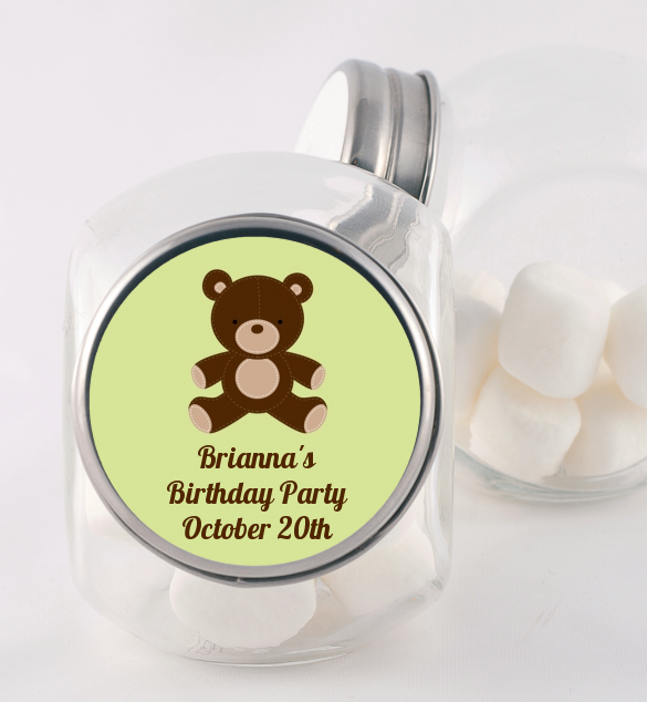  Teddy Bear - Personalized Birthday Party Candy Jar Blue