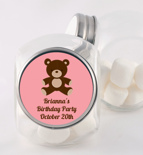  Teddy Bear - Personalized Birthday Party Candy Jar Blue