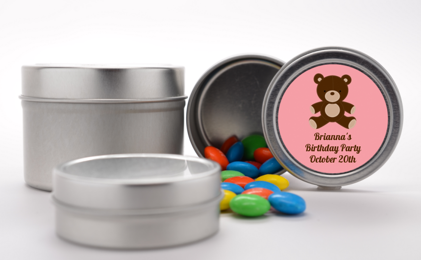  Teddy Bear - Custom Birthday Party Favor Tins Blue