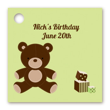  Teddy Bear - Personalized Birthday Party Card Stock Favor Tags Blue