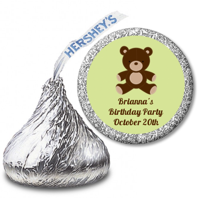  Teddy Bear - Hershey Kiss Birthday Party Sticker Labels Blue