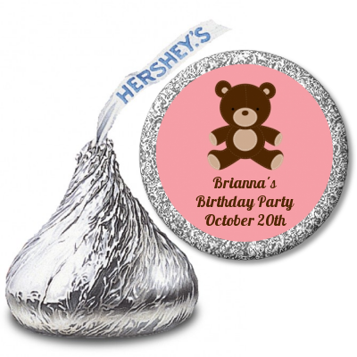  Teddy Bear - Hershey Kiss Birthday Party Sticker Labels Blue