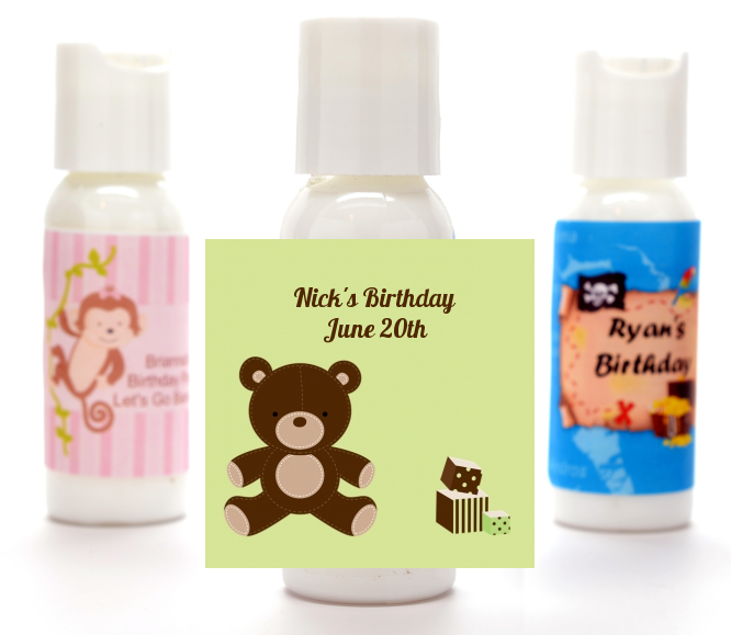  Teddy Bear - Personalized Birthday Party Lotion Favors Blue