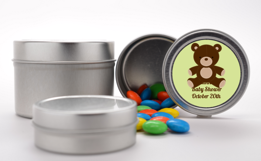  Teddy Bear Neutral - Custom Baby Shower Favor Tins 