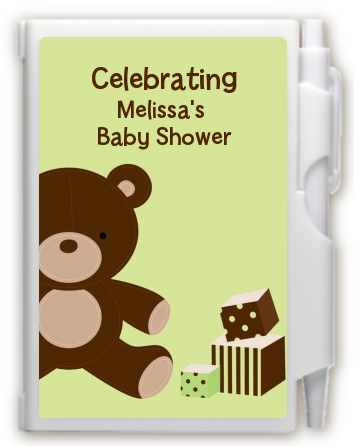 Teddy Bear Neutral - Baby Shower Personalized Notebook Favor
