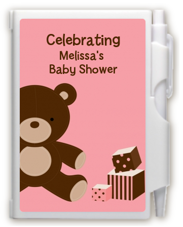 Teddy Bear Pink - Baby Shower Personalized Notebook Favor