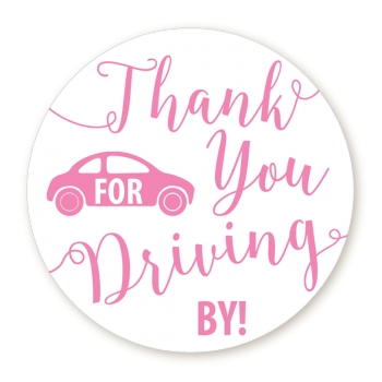  Thank You For Driving By - Round Personalized Birthday Party Sticker Labels Black