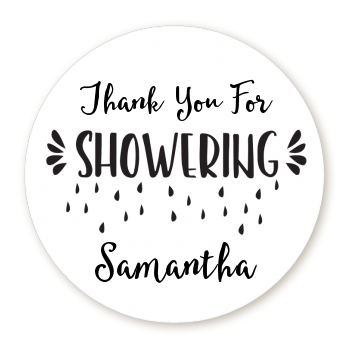 Thank You For Showering - Round Personalized Bridal Shower Sticker Labels 
