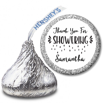 Thank You For Showering - Hershey Kiss Bridal Shower Sticker Labels