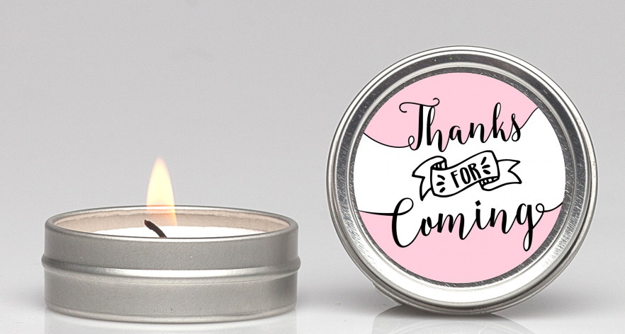  Thanks For Coming - Baby Shower Candle Favors Option 1 - White