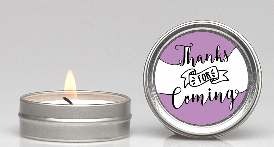  Thanks For Coming - Baby Shower Candle Favors Option 1 - White