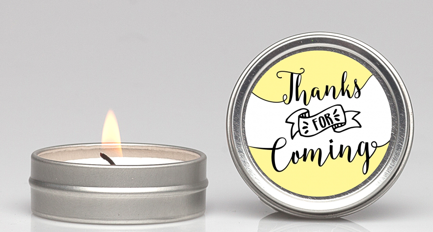  Thanks For Coming - Baby Shower Candle Favors Option 1 - White