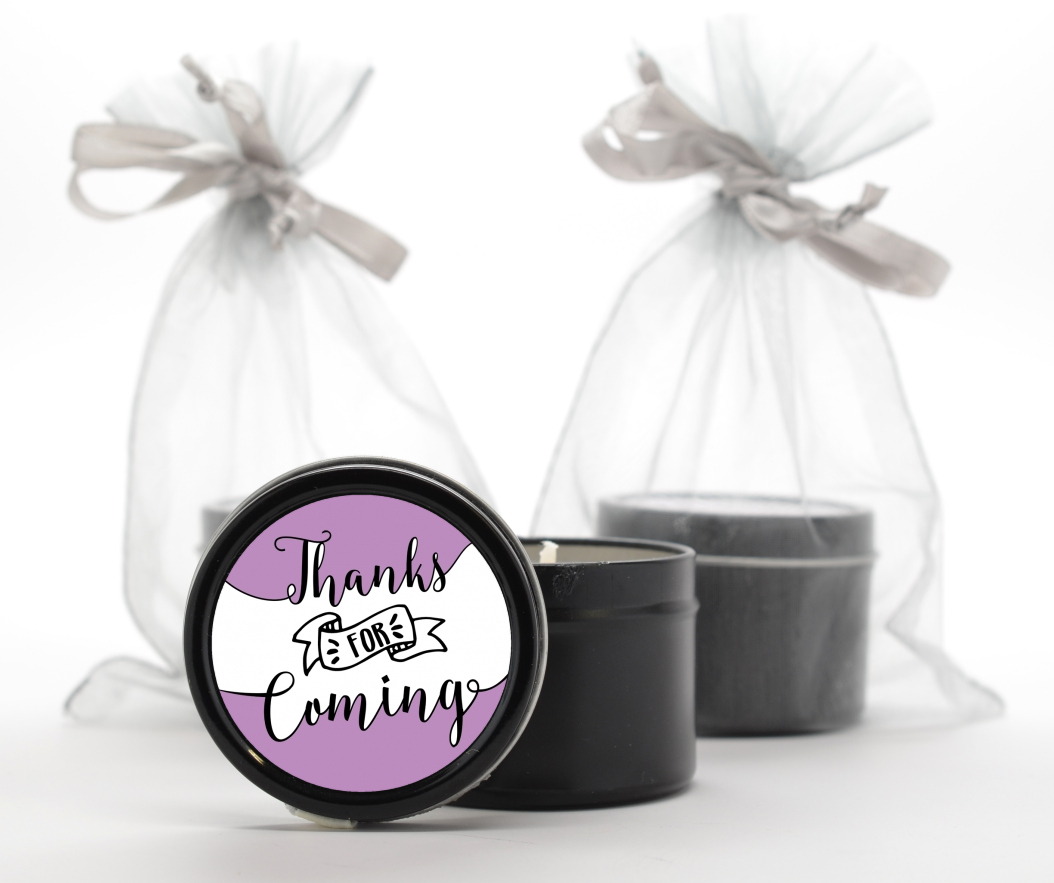  Thanks For Coming - Baby Shower Black Candle Tin Favors Option 1 - White