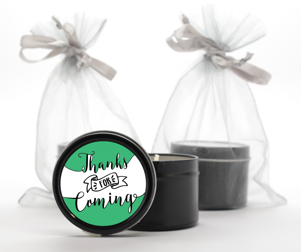  Thanks For Coming - Baby Shower Black Candle Tin Favors Option 1 - White