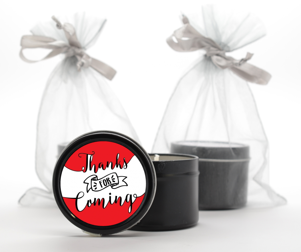  Thanks For Coming - Baby Shower Black Candle Tin Favors Option 1 - White