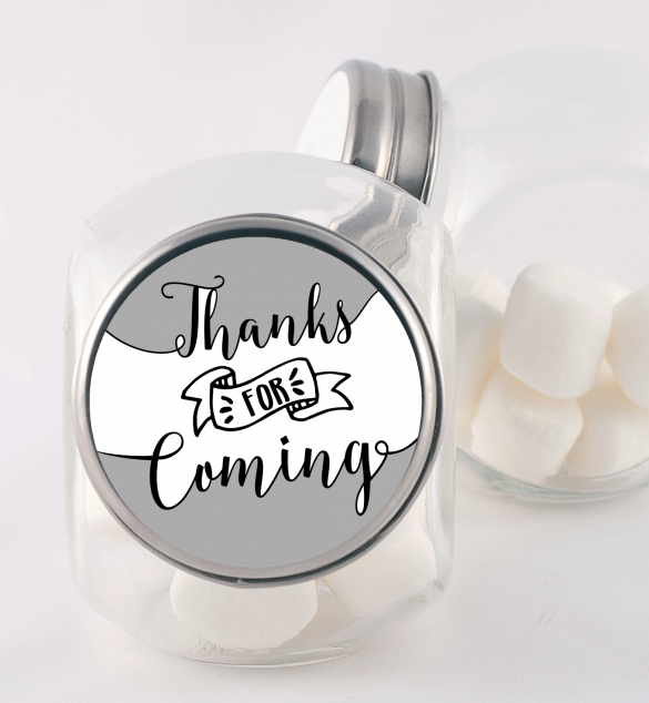  Thanks For Coming - Personalized Baby Shower Candy Jar Option 1 - White