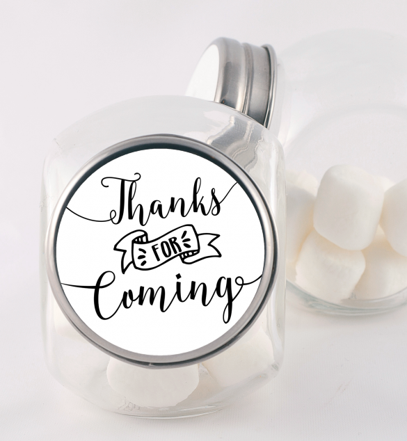  Thanks For Coming - Personalized Baby Shower Candy Jar Option 1 - White