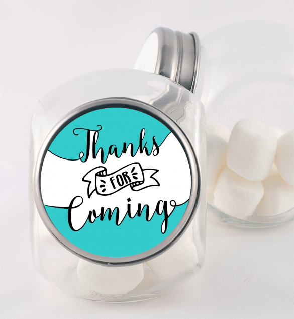  Thanks For Coming - Personalized Baby Shower Candy Jar Option 1 - White