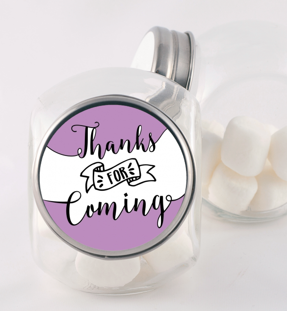  Thanks For Coming - Personalized Baby Shower Candy Jar Option 1 - White