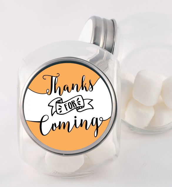  Thanks For Coming - Personalized Baby Shower Candy Jar Option 1 - White