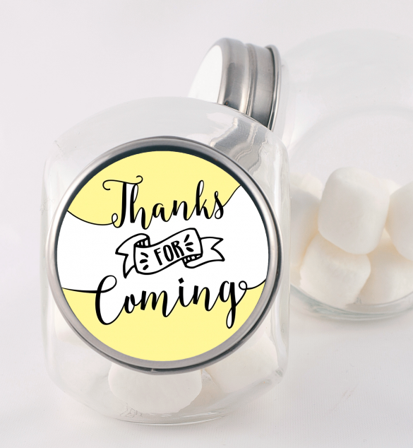  Thanks For Coming - Personalized Baby Shower Candy Jar Option 1 - White