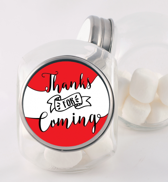  Thanks For Coming - Personalized Baby Shower Candy Jar Option 1 - White