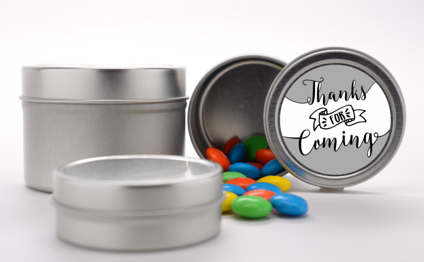  Thanks For Coming - Custom Baby Shower Favor Tins Option 1 - White