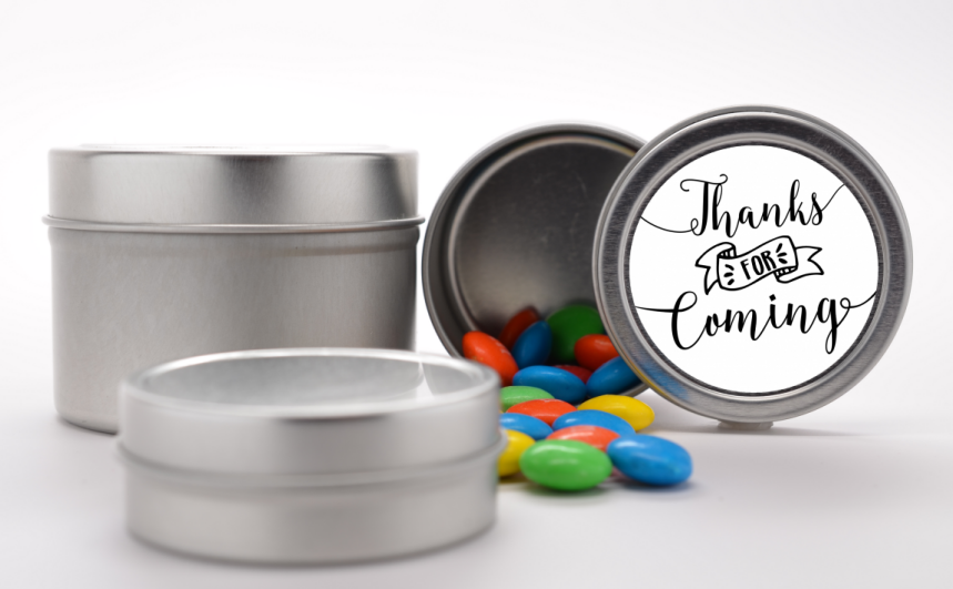  Thanks For Coming - Custom Baby Shower Favor Tins Option 1 - White