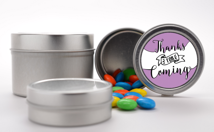  Thanks For Coming - Custom Baby Shower Favor Tins Option 1 - White