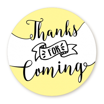  Thanks For Coming - Round Personalized Birthday Party Sticker Labels Option 1 - White