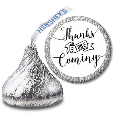  Thanks For Coming - Hershey Kiss Baby Shower Sticker Labels Option 1 - White