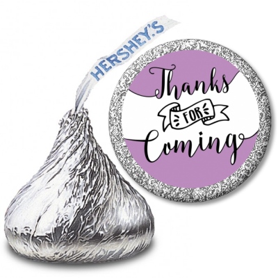  Thanks For Coming - Hershey Kiss Baby Shower Sticker Labels Option 1 - White