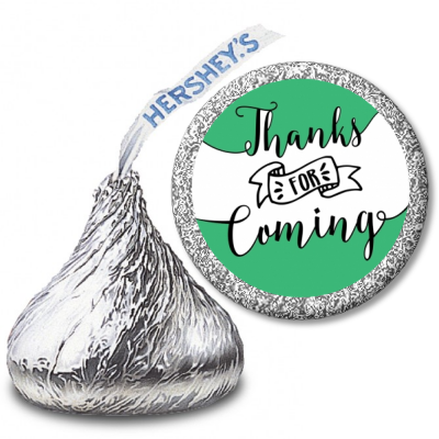  Thanks For Coming - Hershey Kiss Baby Shower Sticker Labels Option 1 - White