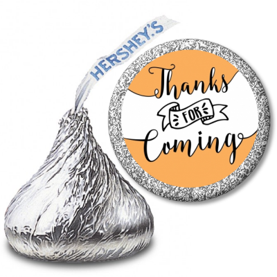  Thanks For Coming - Hershey Kiss Baby Shower Sticker Labels Option 1 - White