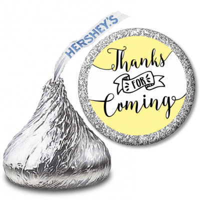  Thanks For Coming - Hershey Kiss Baby Shower Sticker Labels Option 1 - White
