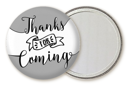  Thanks For Coming - Personalized Birthday Party Pocket Mirror Favors Option 1 - White