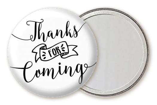  Thanks For Coming - Personalized Birthday Party Pocket Mirror Favors Option 1 - White