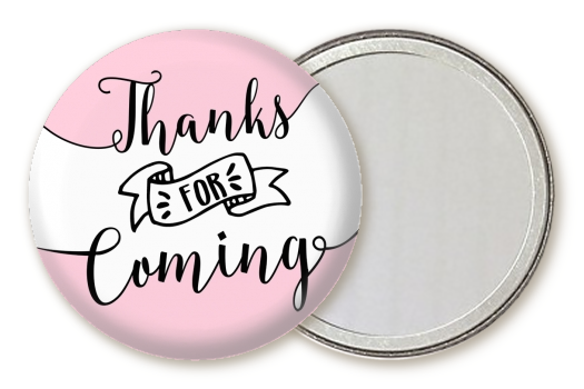  Thanks For Coming - Personalized Birthday Party Pocket Mirror Favors Option 1 - White