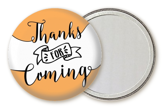  Thanks For Coming - Personalized Birthday Party Pocket Mirror Favors Option 1 - White