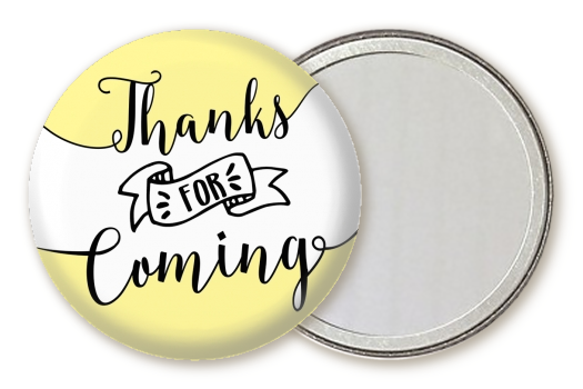  Thanks For Coming - Personalized Birthday Party Pocket Mirror Favors Option 1 - White