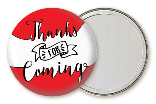  Thanks For Coming - Personalized Birthday Party Pocket Mirror Favors Option 1 - White